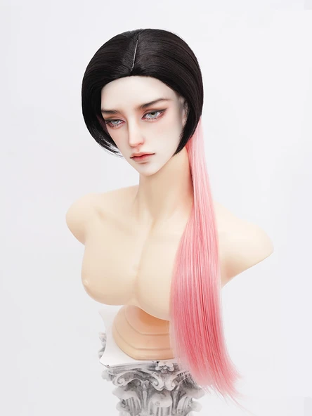 BJD Bebek Peruk - Siyah Kırmızı Kahverengi - Küçük 3 Nokta (21cm-22cm) - 9