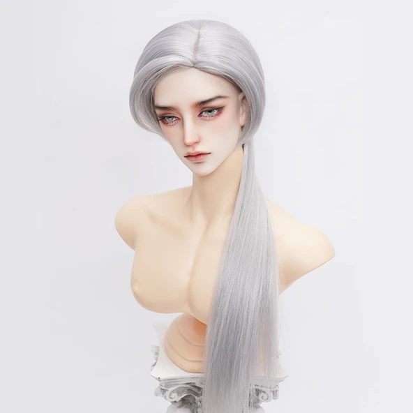 BJD Bebek Peruk - Gümüş Gri - 3 Nokta (22cm-23.5cm)