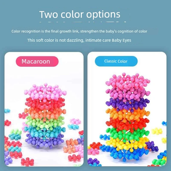 Eğitici Yapı Blokları - Macaron Mor Çiçek Tabletler 300 Parça - Depolama Çantası ile - 5