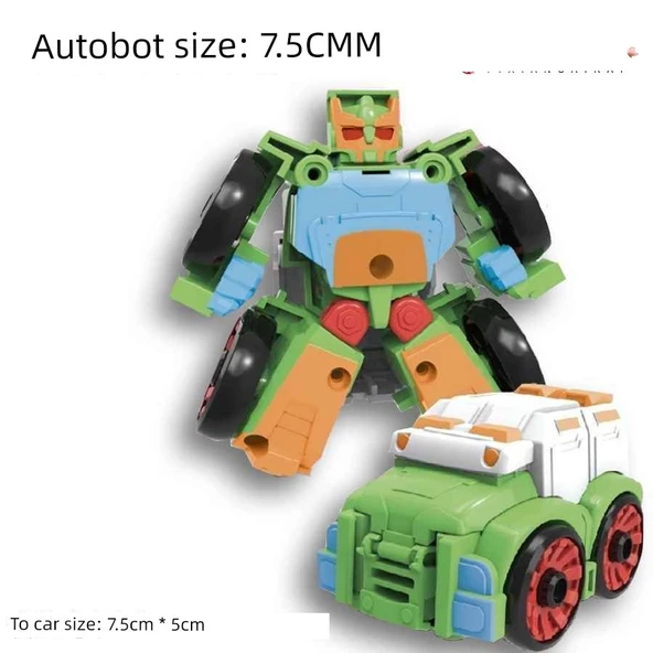 Mini Deformasyon Robot Araba - Yeşil Araç Adam
