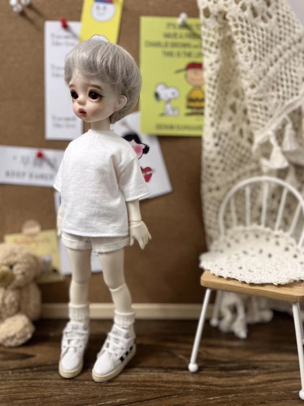 BJD Bebek İçin Bol Tişört - Beyaz - E218/Yarım Boyut - 10