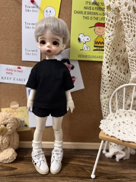 BJD Bebek İçin Bol Tişört - Gri - E216/Özel Altı, 1/6 Asker Boyutu - 6