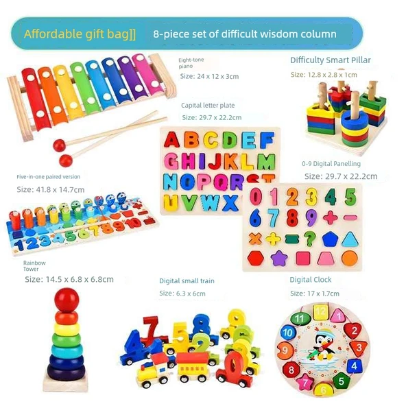 Montessori Geometrik Şekil Renk Eşleştirme Oyuncakları - [Değerli Hediye Paketi] Zorluk Akıllı Set 8 Parça