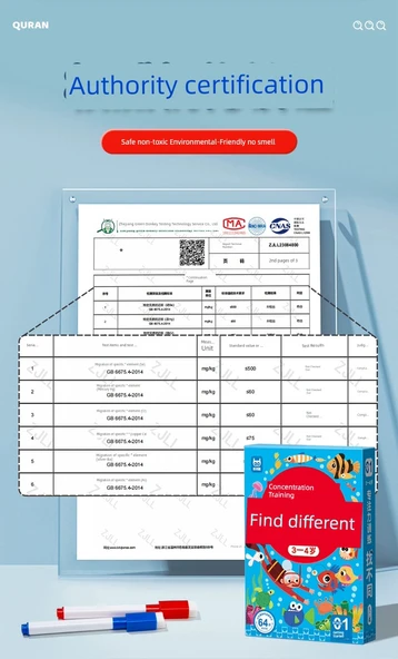 Çocuklar için Konsantrasyon Geliştirme Bulmaca Kartı - 5 Kutulu Set - 320 Sayfa - Silinebilir Kalem ile - 12