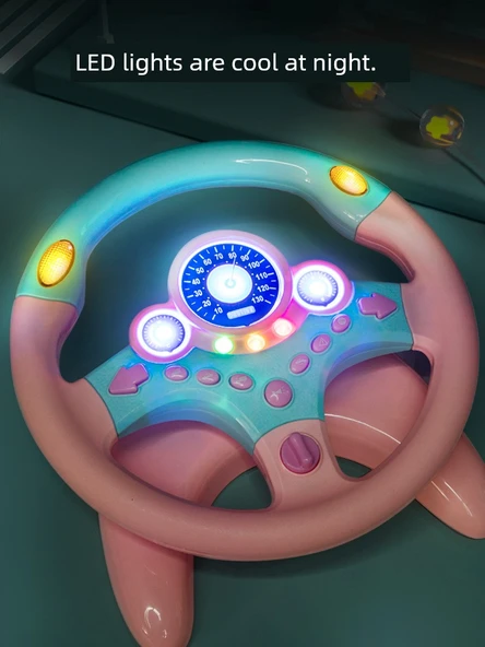 Çocuk Direksiyon Oyuncağı - Pembe Ses Anahtarı Normal Pil Genişletilmiş Taban - 360 Derece Dönüş - Resim 5