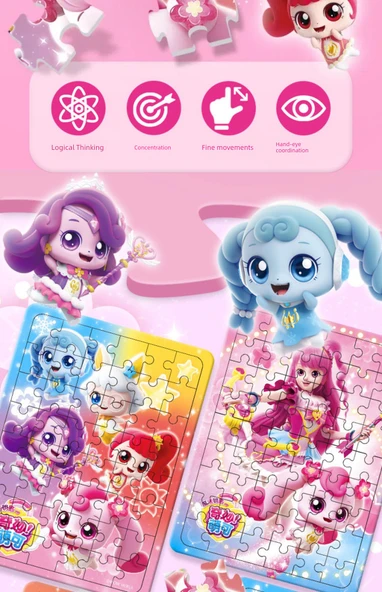 Eğitici Çocuk Karikatür Bulmaca Oyuncakları - 2 Parça Magnetik Bulmaca Seti [Kalp Meng Can + Zheng Zheng Meng Can] - 8