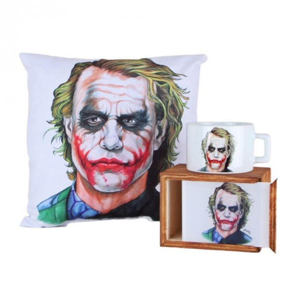 Joker Puf Yastık Kutulu Kupa Hediye Seti