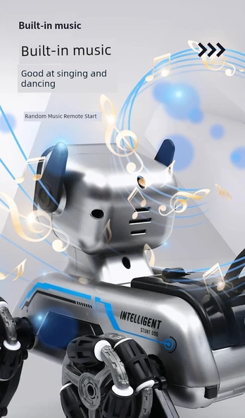 Sekiz Tekerlekli Akrobatik Köpek Robot Oyuncak - Standart Tek Elektrik - Kumanda + Jest Kumandası - 12
