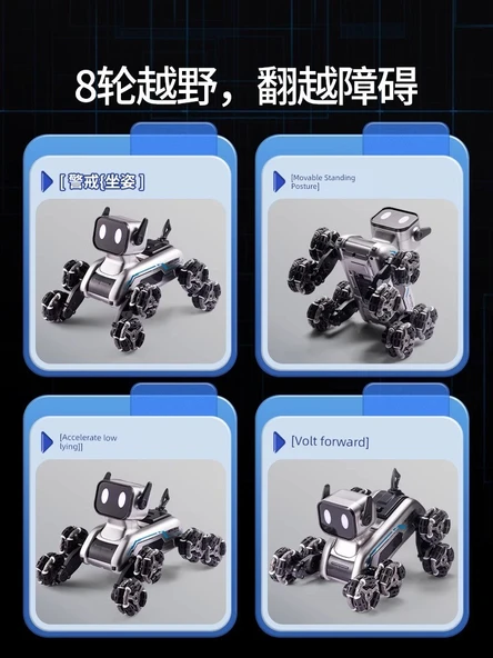 Sekiz Tekerlekli Akrobatik Köpek Robot Oyuncak - Geliştirilmiş Çift Güç - Kumanda + Jest Kumandası - 6