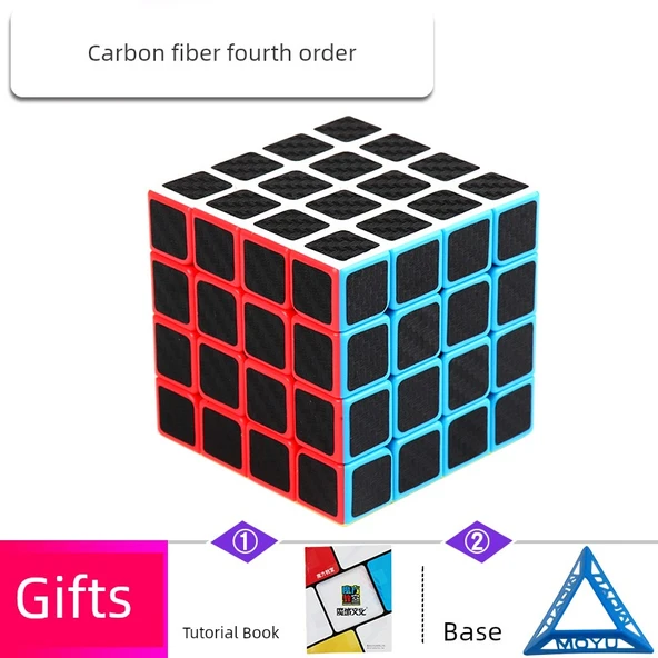 Karbon Fiber Dördüncü Sıra Rubik Küpü - Kitap ve Stand ile