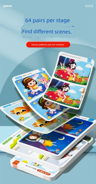 Çocuklar için Konsantrasyon Geliştirme Bulmaca Kartı - 4 Kutulu Set - 256 Sayfa Fark Bul - 9