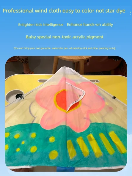 DIY El Yapımı Uçurtma Kiti - Boş Kelebek 50m İp, 6 Renk Boya ve Fırça - 6