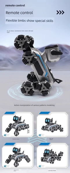 Sekiz Tekerlekli Akrobatik Köpek Robot Oyuncak - Geliştirilmiş Çift Güç - Kumanda + Jest Kumandası - 10