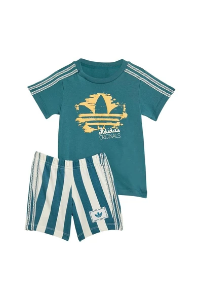 adidas Bebek  Yeşil  Eşofman TEE SHORT SET KC0772