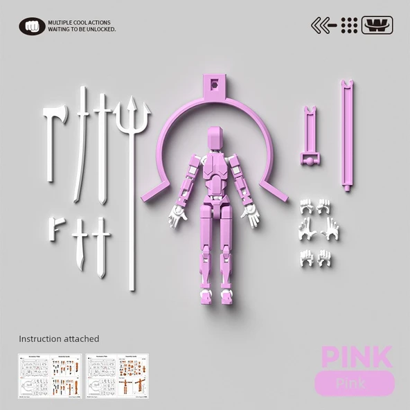 3D Baskı Hareketli Eklemli Bebek Altı Kanatlı Melek Oyuncak 13cm - Altıncı Nesil Magnet Pembe