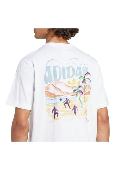 adidas Erkek  Beyaz  T-shirt GRAPHIC TEE KC4956 - Resim 5