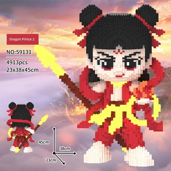 Nezha Yapı Blokları - 45cm Nezha Cha (Yapı Blokları Çekiçi ile)