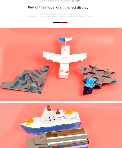 DIY Boyama Modeli El Yapımı Karton Araç - Koruma Botu - 12