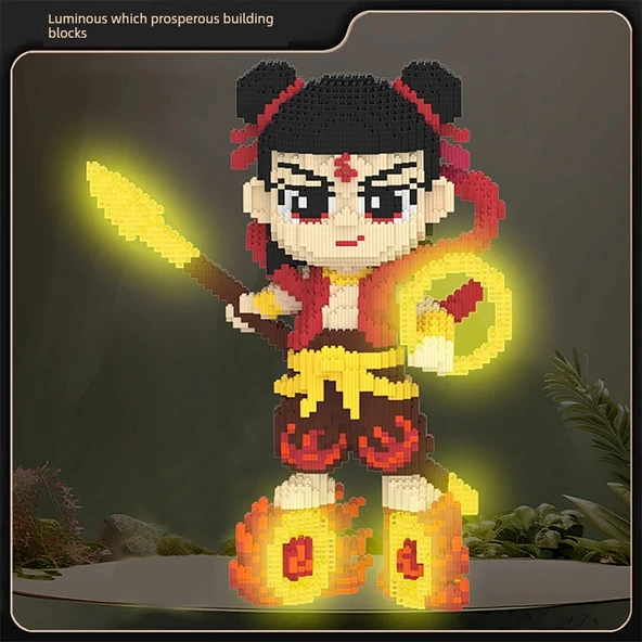 Nezha Yapı Blokları - 48cm Nezha Cha (Model 1) (Yapı Blokları Çekiçi ile) - 5