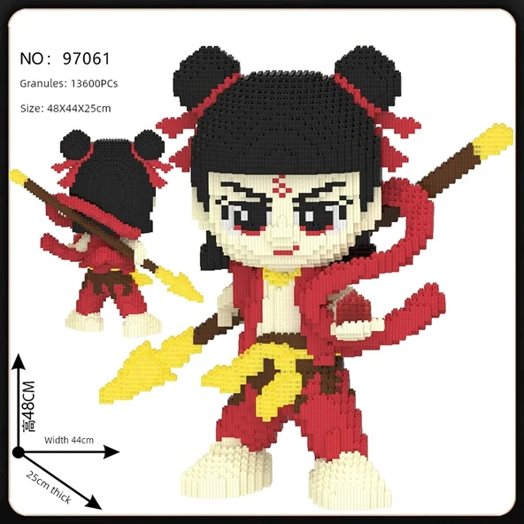 Nezha Yapı Blokları - 48cm Nezha Cha (Model 1) (Yapı Blokları Çekiçi ile)