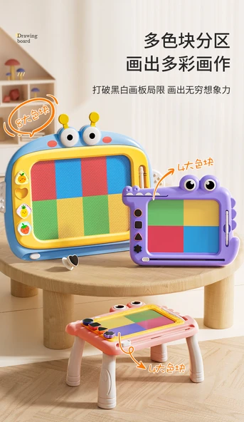 Çocuklar için Manyetik Çizim Tahtası - Büyük Boy - Mavi - 11