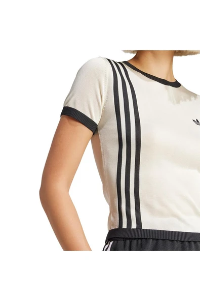 adidas Kadın Beyaz T-shirt KNITTED 3S TEE JJ0961 - 4