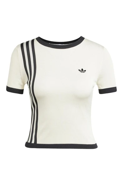 adidas Kadın Beyaz T-shirt KNITTED 3S TEE JJ0961 - 6