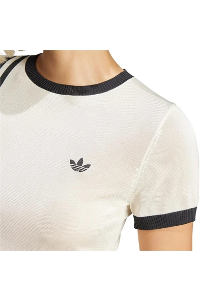 adidas Kadın Beyaz T-shirt KNITTED 3S TEE JJ0961 - 5