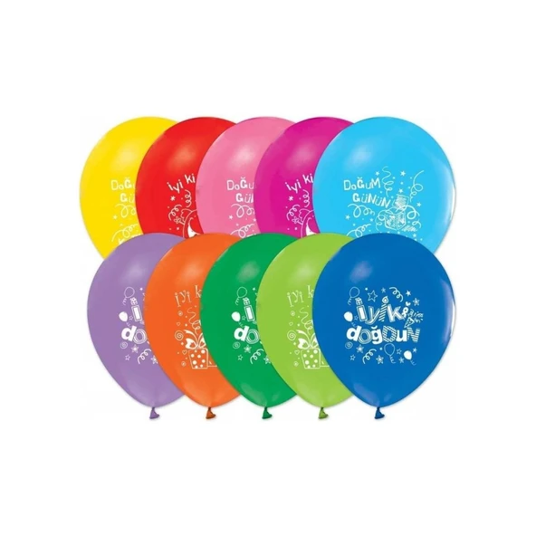 Balonevi Balon 4+0 Funstar İyiki Doğdun Baskılı 12" 8 Li
