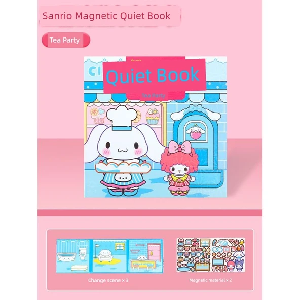 Sanrio Çocuklar Sessiz Kitap Baloncuk Çıkartma Kitabı - Yugui Köpeği Çay Partisi