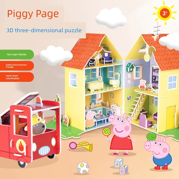 Peppa Pig 3D Bulmaca - Sıcak Ev + Buz Kristali Sarayı Stereo Bulmaca 2 Kutulu - 3
