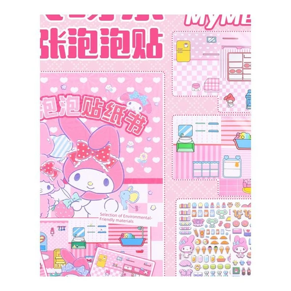 Sanrio Çocuklar Sessiz Kitap Baloncuk Çıkartma Kitabı - KT Kedi Eğlence Parkı - 6