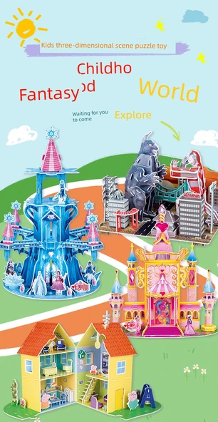 Peppa Pig 3D Bulmaca - Sıcak Ev + Buz Kristali Sarayı Stereo Bulmaca 2 Kutulu - 8