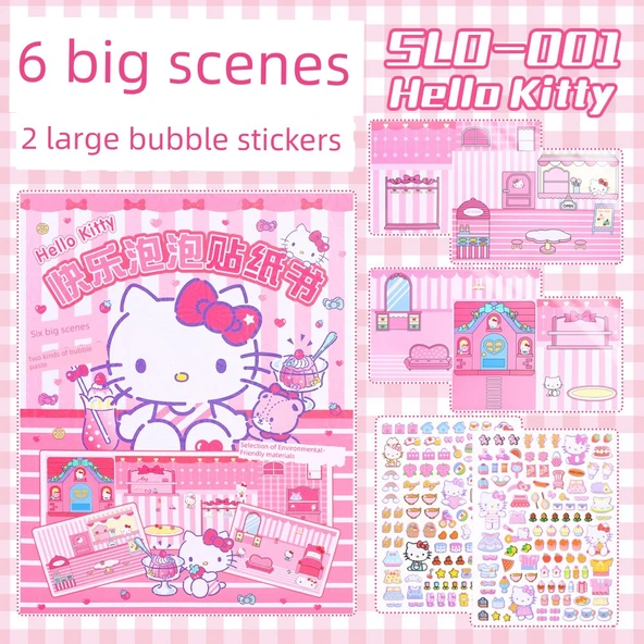 Sanrio Çocuklar Sessiz Kitap Baloncuk Çıkartma Kitabı - KT Kedi Eğlence Parkı - 5