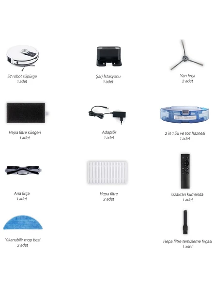 Yui S7 NoMopZone Mop Beyaz Akıllı Robot Süpürge - Resim 8