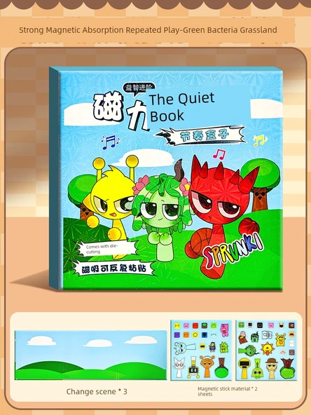 Manyetik Sessiz Kitap - Güçlü Manyetik Çekim - Yeşil Çayır