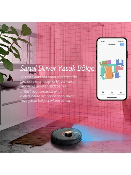 Yui S7 NoMopZone Mop Beyaz Akıllı Robot Süpürge - Resim 6