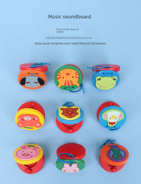 Ahşap Kastanyet - Turuncu (Kırmızı ve Mavi Plastik 10 Paket) - 8