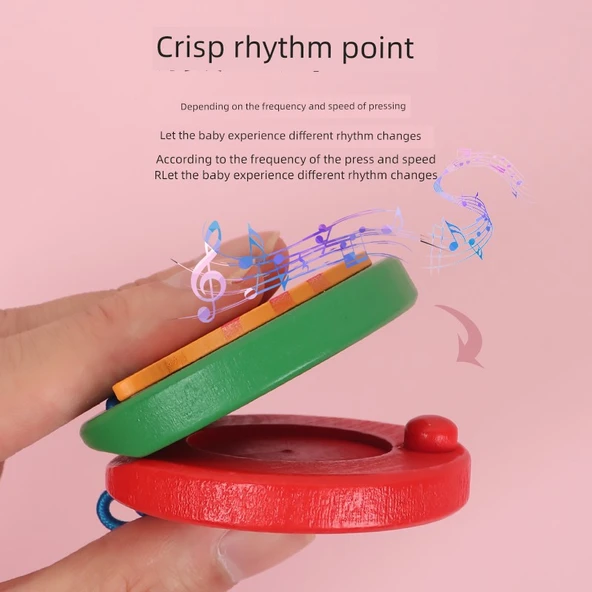 Ahşap Kastanyet - Açık Sarı (Domuzcuk) - Resim 4