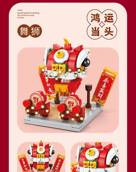 Bahar Festivali Yapı Blokları - Şanslı Kedi (153 parçalı) Işıklı - Resim 12