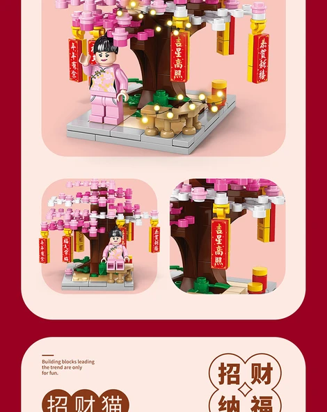 Bahar Festivali Yapı Blokları - Şanslı Kedi (153 parçalı) Işıklı - Resim 10