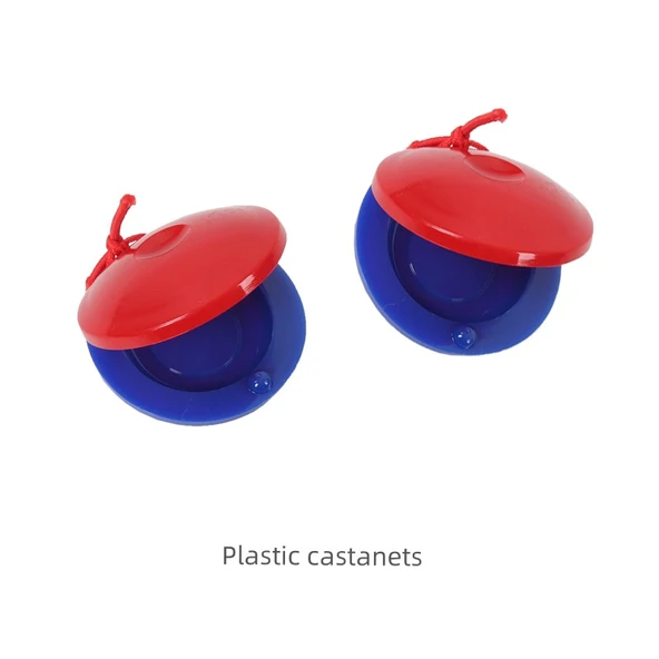 Ahşap Kastanyet - Turuncu (Kırmızı ve Mavi Plastik 10 Paket)