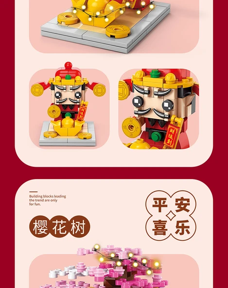 Bahar Festivali Yapı Blokları - Şanslı Kedi (153 parçalı) Işıklı - Resim 9