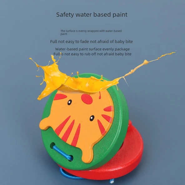 Ahşap Kastanyet - Açık Sarı (Domuzcuk) - Resim 5