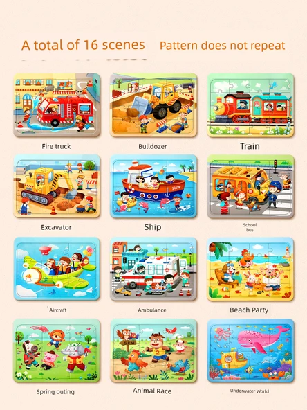 Çocuk Bulmacası - Trafik Teması - 8 Set Desen - Hediye Kutusu - 4