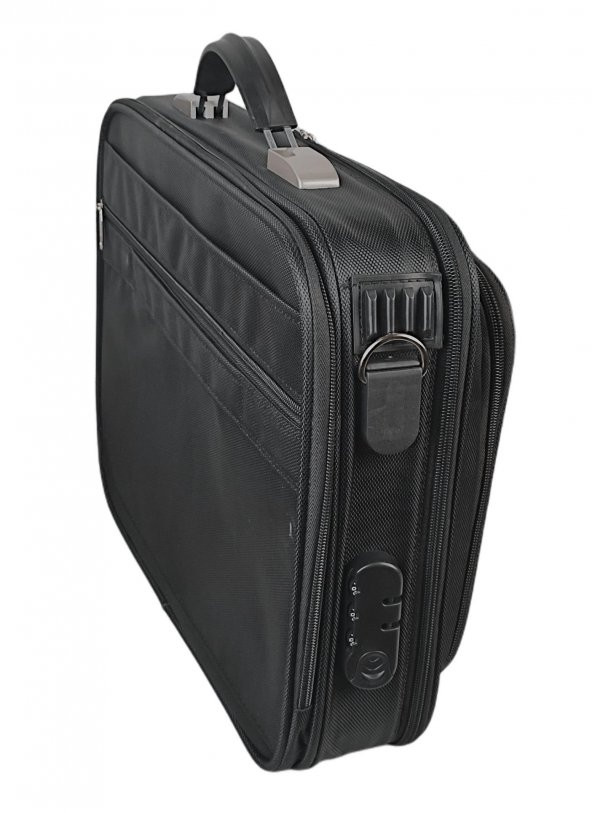 Unisex 15.6 Siyah Çelik Kasalı Laptop Evrak Bilgisayar Çantası - 4