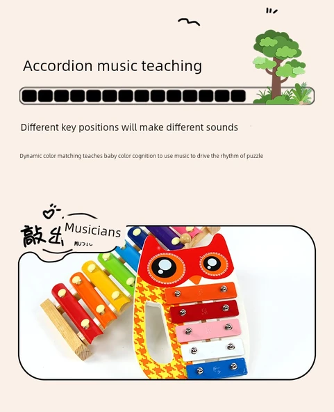 Çocuklar için Perküsyon Xilofon - Beyaz 8 Ton Piyano (tuned) - 1 çift Çekiç - 12