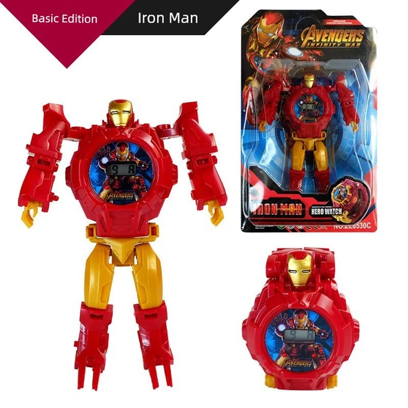 Çocuklar için Işıklı Projeksiyon Değişim Oyuncak Saati - Iron Man - Değişim + Zaman