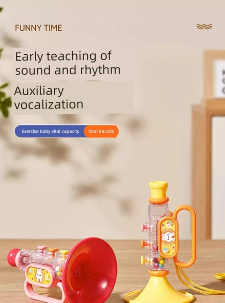 Çocuklar için Oyuncak Horn - Sevimli Evcil Hayvan Horn - Sarı + Asma Top Horn - 8