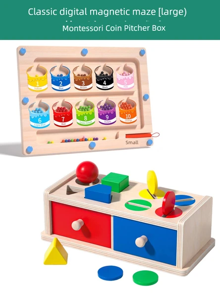 Dijital Manyetik Labirent Büyük + Montessori Para Kutusu